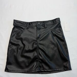 NWT DKNY Faux Leather Mini Skirt Black High Waist Y2K Chic Edgy NWT